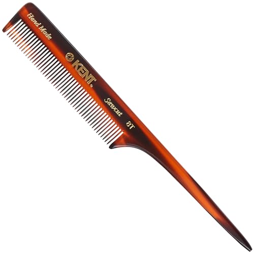 Kent 8-Inch Rat Tail Comb Pack of 3 for Hair Styling & Sectioning - Handmade Fine Tooth Teasing Comb