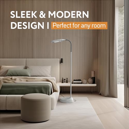 Gray Kenley Natural Daylight Floor Lamp with Adjustable Gooseneck