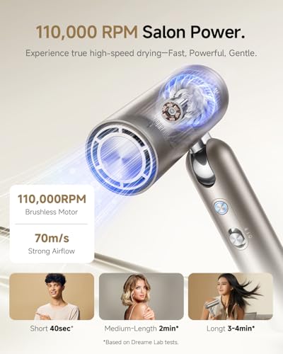 DREAME Pocket Pure High-Speed Foldable Hair Dryer - Ionic, Quiet, Travel Ready