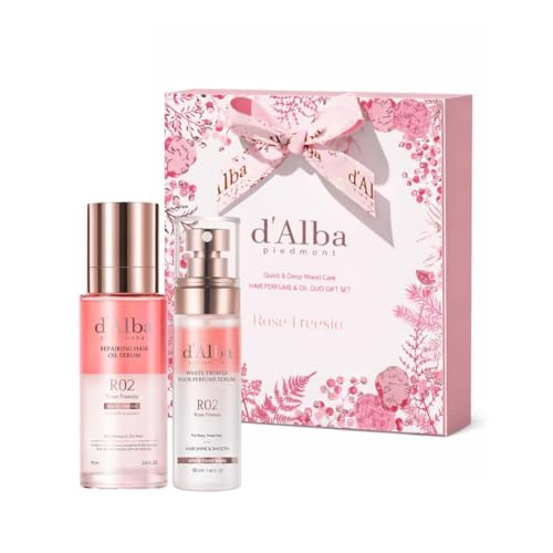 Holiday Hair Care Gift Set with Nourishing Hair Oil & Perfume Duo - Rose & Freesia Scent, 4.23 fl oz.