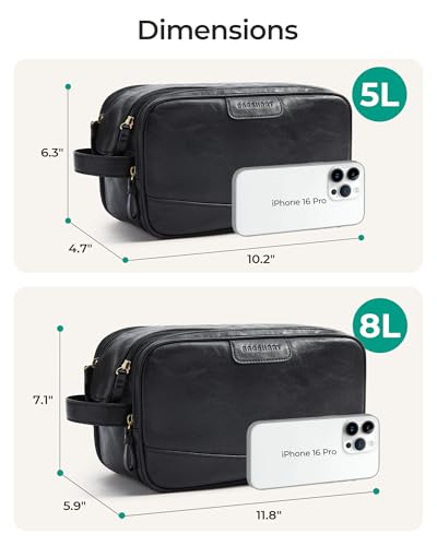 Large Toiletry Bag for Men - Water-Resistant PU Leather, 8L Coffee