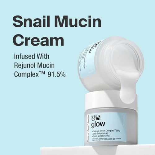 Rejunol Mucin Facial Cream 3.7 fl oz + Vitamin C Serum 1.01 fl oz - Korean Skin Care Set I Snail Mucin & Vitamin E & Hyaluronic Acid Serum for Face I Self Care Items for Women