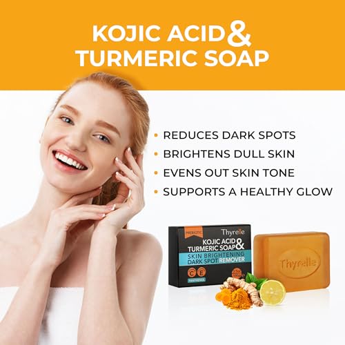 Kojic Acid and Turmeric Soap I (2 x 3.5 oz) I Kojic Acid Soap for Body and Face I Turmeric soap bar with Panthenol, Vitamin C, Vitamin E and Prebiotics