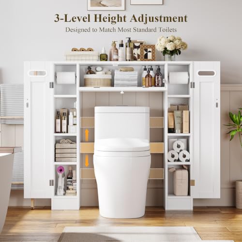 Keyluv Short Over-the-Toilet Cabinet with Doors – Low-Profile Bathroom Storage