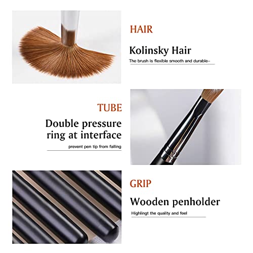 Acrylic Nail Brush 100% Kolinsky Sable Oval Crimped Shape for Nail Art & Extensions
