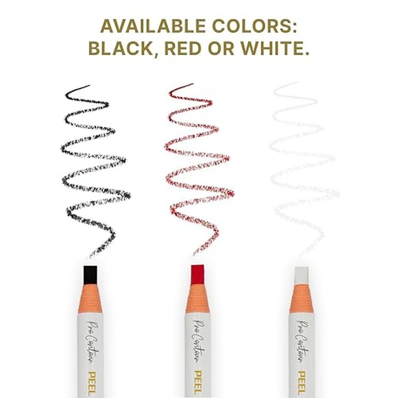 BRAWNA 6 Pcs Brow Pro Peel Off Pencils - Waterproof Eyebrow Mapping Pencil - Microblading Supplies - PMU Kit - Black