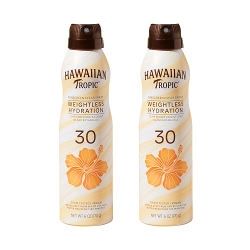 Hawaiian Tropic Weightless Hydration SPF 30 Sunscreen Spray 2-Pack, 6 Oz Each
