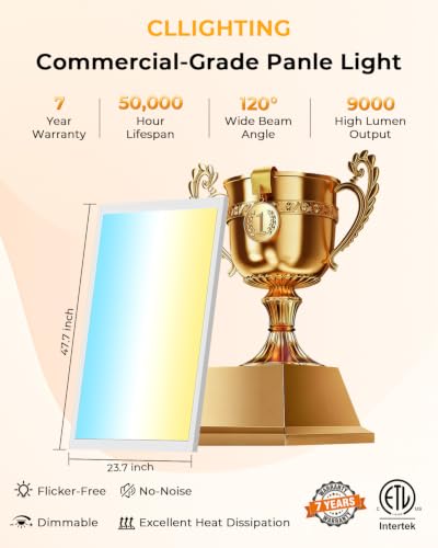 2x4 LED Flat Panel Light 2 Pack 5CCT Selectable, Dimmable Drop Ceiling Fixtures