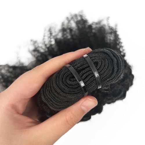 Afro Kinky Curly Hair Bundles 14 Inch Natural Color - Mongolian Human Hair with Variation Afro Curly Black