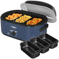 20QT Electric Roaster Oven with 3 Removable Trays, Self-Basting Lid, Defrost & Warm Function - Blue Variation