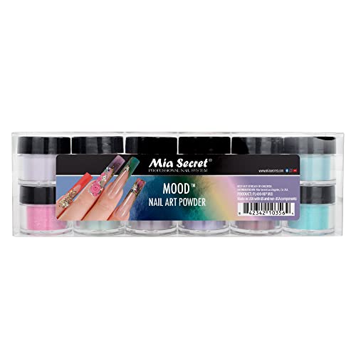 Mia Secret Color Changing Nail Powder MOOD Collection, Set of 12 colors, ¨ù oz.