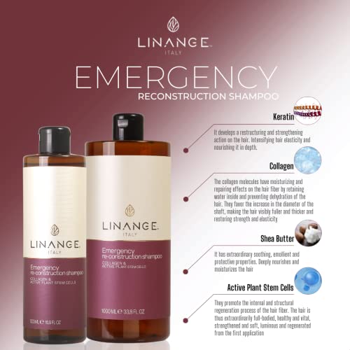 LINANGE Emergency Reconstruction Shampoo 12-Pack 1.41 fl oz for Damaged Hair with Collagen & Keratin