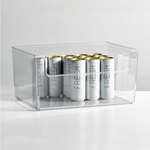Large Plastic Open Front Storage Bins - 16 x 12 x 8 Inches, Pack of 4, Bathroom & Closet Organization