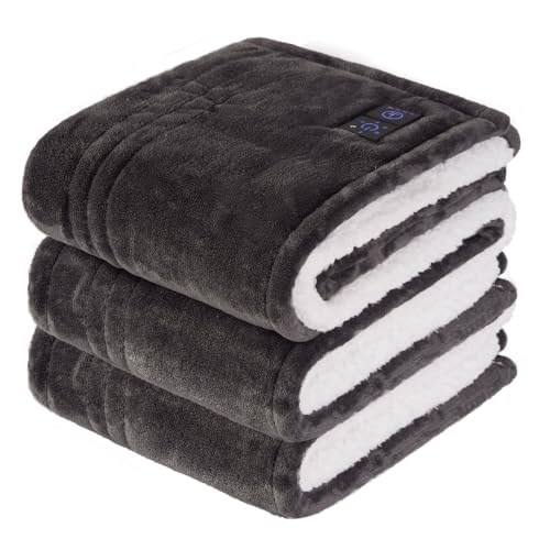 Sealy Charcoal Twin Electric Blanket 62x84 with Built-in Button Controller