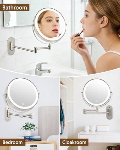 DECLUTTR 9-Inch Lighted Makeup Mirror with 1X/20X Magnification & Nickel LED Variation