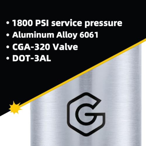 5lb Aluminum CO2 Tank with CGA320 Valve - DOT Approved, Lightweight, Empty