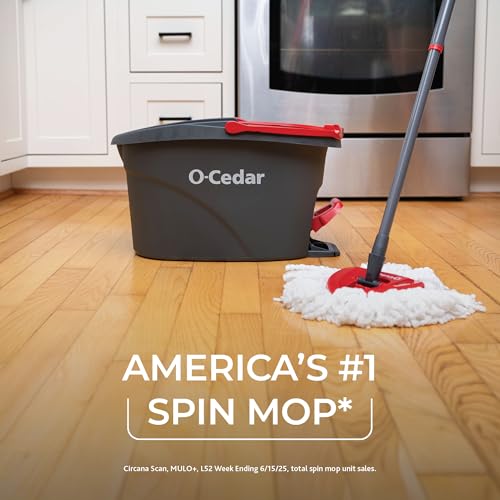 Spin Mop Bucket with 3 Extra Refill - Microfiber Floor Cleaning System, Hands-Free Wringing
