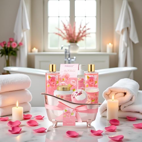 Luxury Bath & Body Gift Set with Rose & Jasmine Spa Products for Women