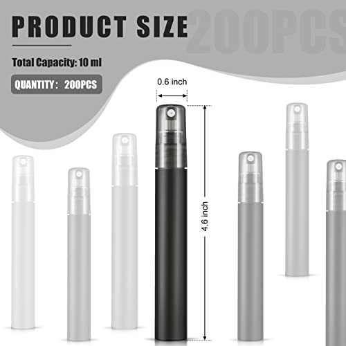 Remerry 200 Pcs 10 ml Mini Spray Bottles Perfume Spray Bottles Plastic Travel Refillable for Women Small Fine Mist Sprayers Portable Frosted Perfume Sprayers Empty Atomizer for Essential Oil