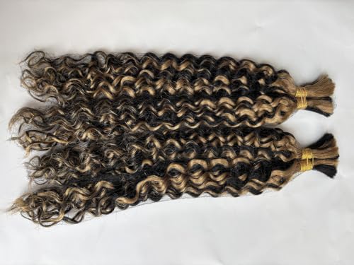 Boho Human Braiding Hair Curly 16 Inch 100G - Black & Honey Blonde
