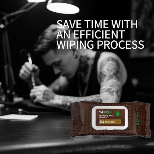 Premixed Green Soap Tattoo Wipes 6 Pack - All-in-One Ink Safe Cleaning