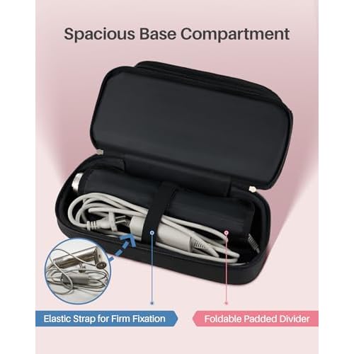 Hanging Hair Dryers Travel Case, Compatible with Dyson Airwrap and Shark FlexStyle, Water-Resistant Hair Tool Organizer Bag with Removable Divider, Makeup Cosmetic Bag, Gift for Women, Black