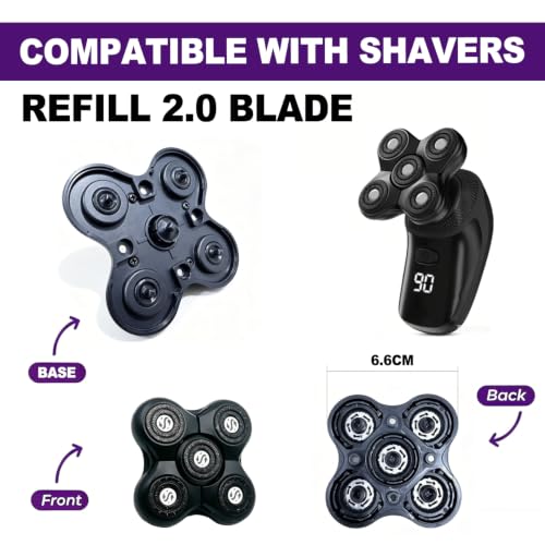 1-Pack 5-Blade Replacement Shaver Heads for Groomie Bald Head Shaver - Smooth Scalp & Body Shaving