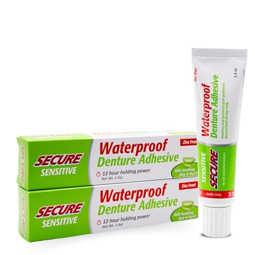 Sensitive Denture Adhesive Cream 5.6 oz Zinc-Free Secure Hold with Aloe Vera & Myrrh - Pack of 4