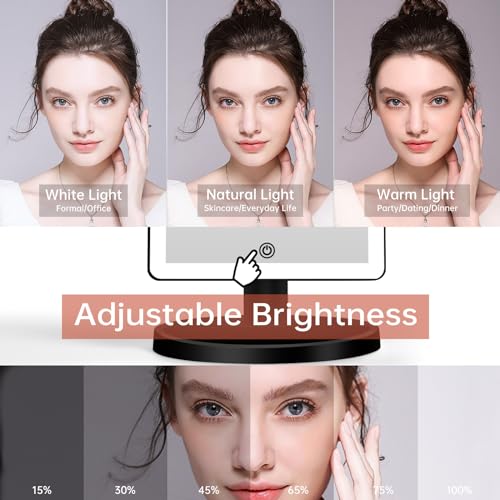 FUNTOUCH Large Lighted Makeup Mirror with 88 LEDs - Black, Dimmable, 14.56 Inch