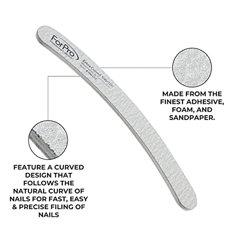 ForPro Professional Zebra Curved Foam Nail Files 50 Pack - Manicure & Pedicure