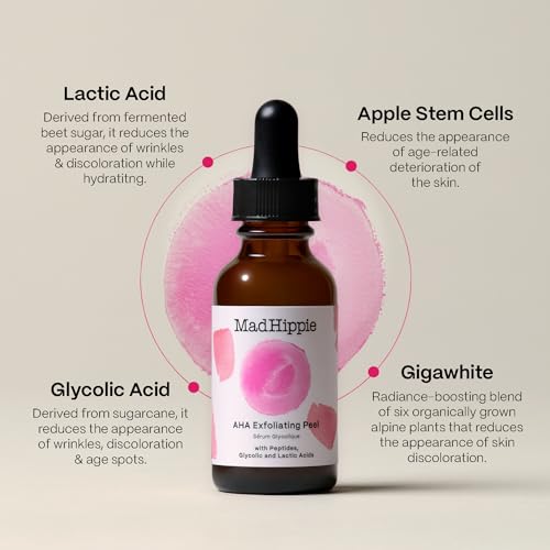 AHA Exfoliating Peel Serum - Lactic & Glycolic Acid, Goji Berry, Peptides, Hyaluronic Acid - 1.02 Oz - Variation of THIS listing