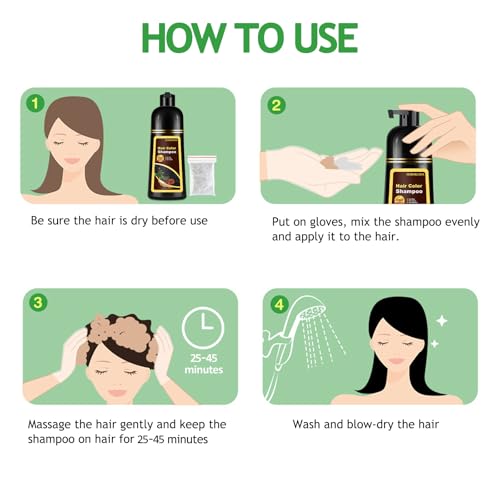Hair Dye Shampoo 3-in-1 for Gray Coverage Dark Coffee - Easy At-Home Root Touch Up