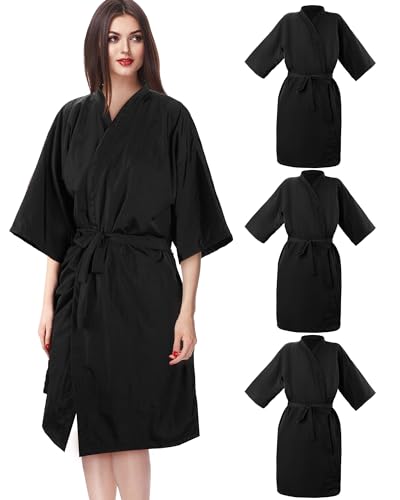 Salon Client Gown Robes Cape with Adjustable Tie - Black, Medium, 4 Pack