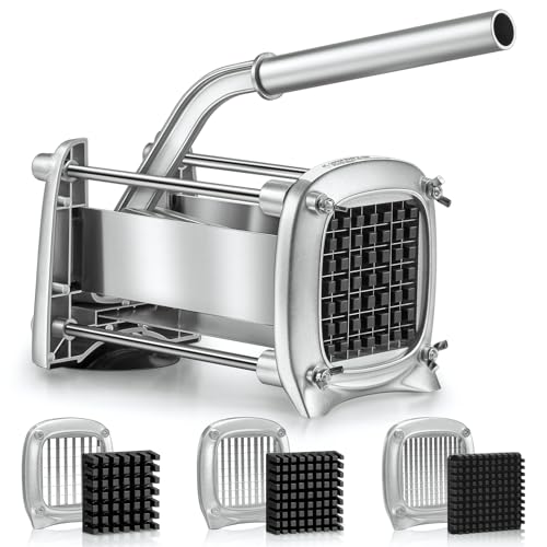 Sopito French Fry Cutter with 3 Blades for Potatoes, Carrots & Apples - 1/4, 3/8, 1/2 Inch