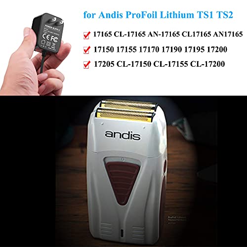 5V Replacement for andis Shaver Charger fits for Andis TS-1 TS-2 17150 17165 17205 17200 foil Shaver, to Replace ZD5C050100USW Z05C050100USW Class 2 Power Cord
