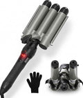 Gray 1-Inch Hair Crimper with 15 Heat Settings & Dual Voltage - Effortless Beach Waves