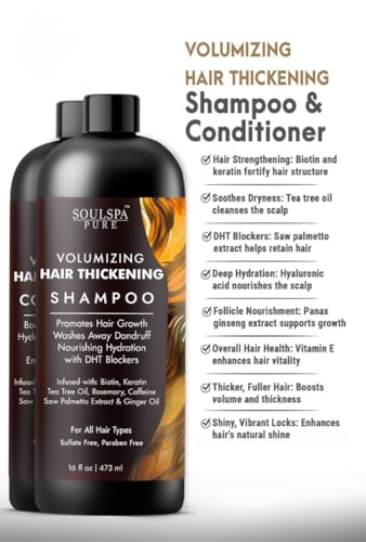 Thickening Shampoo and Conditioner Set for Fuller Hair - 16oz Each