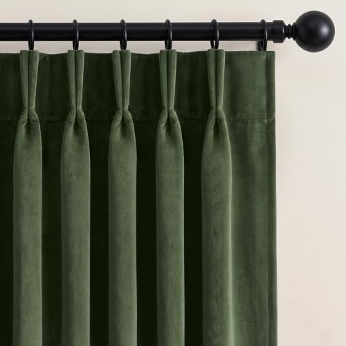 MIULEE Olive Green Velvet Curtains 70x108 Inches Set of 2 Extra Wide Blackout Drapes
