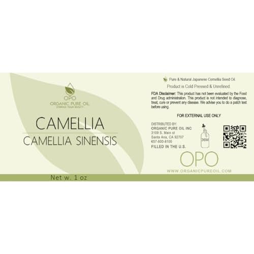 OPO Japanese Camellia Seed Oil - 1 oz Glass & Dropper - Pure Natural Cold Pressed Unrefined Extra Virgin For Face Hair Body Skin Nails Scalp Lashes Nourishing Rejuvenating
