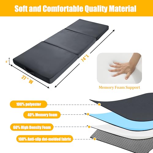 Dark Gray Foldable Floor Lounger Pillow with Handle - Memory Foam Cushion for Meditation, Yoga, Reading, Sleep