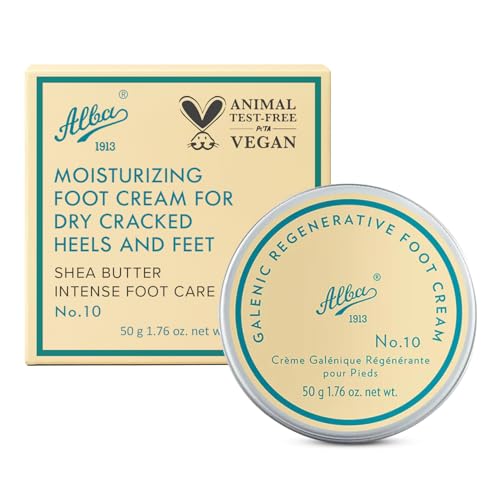 Alba Vegan Foot Cream for Dry Cracked Heels & Feet with Shea Butter - Deep Moisturizer
