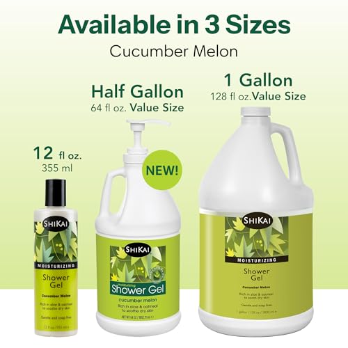 Moisturizing Shower Gel with Aloe & Oatmeal - Cucumber Melon, 128 Fl Oz - Long Lasting Hydration & Gentle Formula