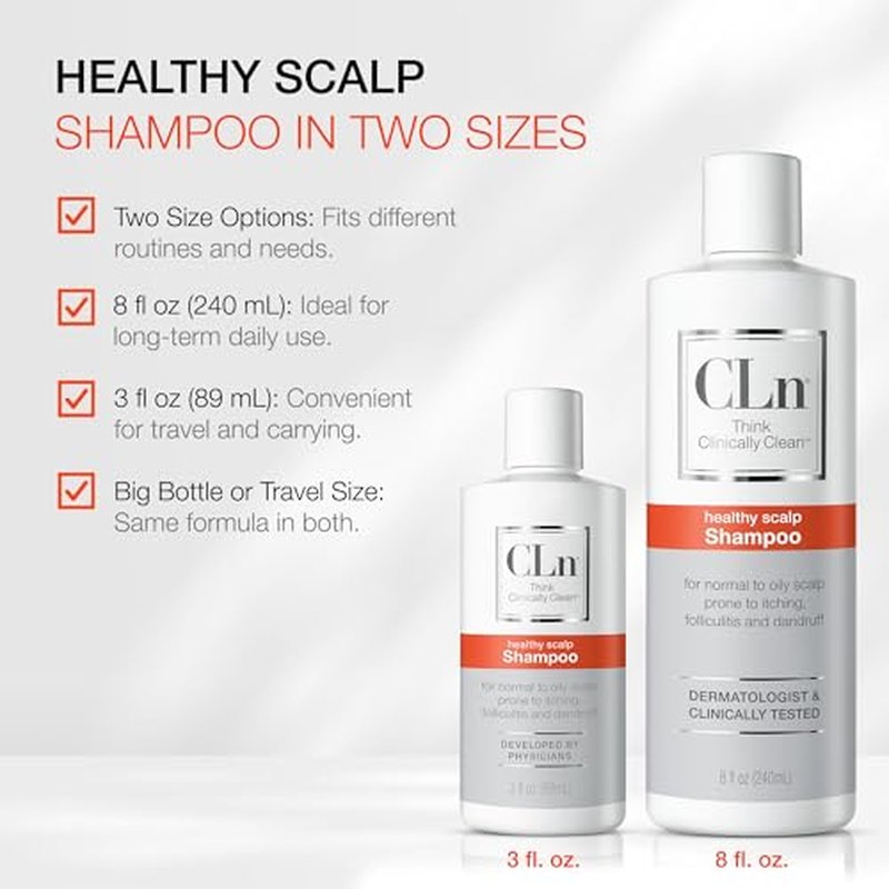 CLn¢ç Shampoo - Clarifying Formula with Salicylic Acid, for Normal to Oily Scalp Prone to Folliculitis, Dandruff, Itchy & Flaky Scalp, Fragrance-Free & Paraben-Free, 8 fl. oz.