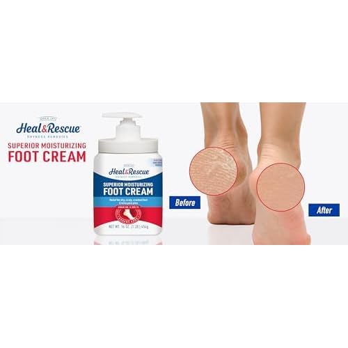 Heal&Rescue Heel Rescue Foot Cream 16 Ounce Bottle,for Cracked,Calloused or Chapped Skin,(Pack of 4)