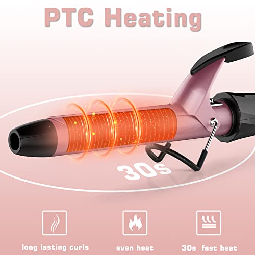 Hoson 1 Inch Curling Iron Dual Voltage Rose Gold for Loose Curls
