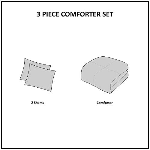 King Comforter Set with Matching Shams - Rhea Cotton Jacquard Geometric Design - Ivory & Charcoal - Comforter and Sham Set - All Season Cozy Bedding