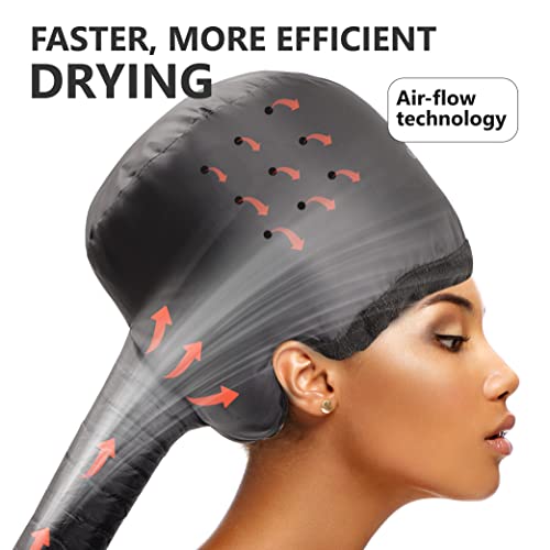 Hooded Hair Dryer with Headband - Diffuser Cap for Curly Hair, Faster Drying