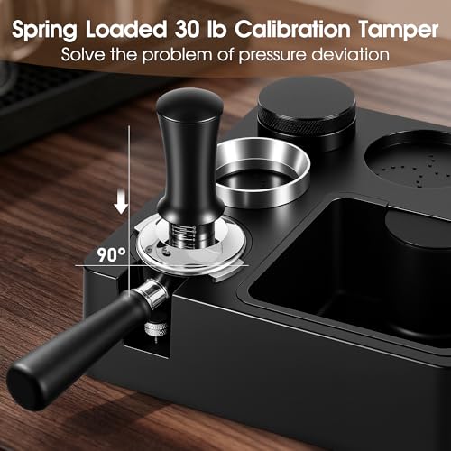 54mm Espresso Accessories Kit with Tamping Station & Knock Box - Fits Breville Bambino & More