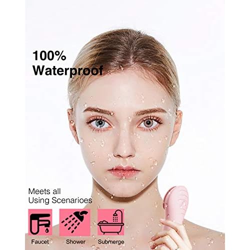 N?graCoola CLIE Facial Cleansing Brush, Waterproof and Rechargeable Electric Face Scrubber for Men & Women, Exfoliating, Massaging, and Cleansing - Pink