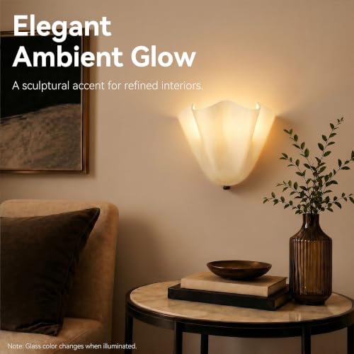 Nunoaieo French Vintage Floral Wall Sconce - White Wavy Glass Accent Light